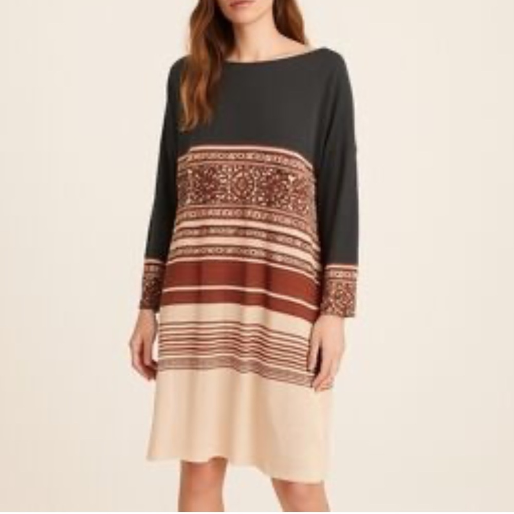 Free People Black and Brown Striped Tunic